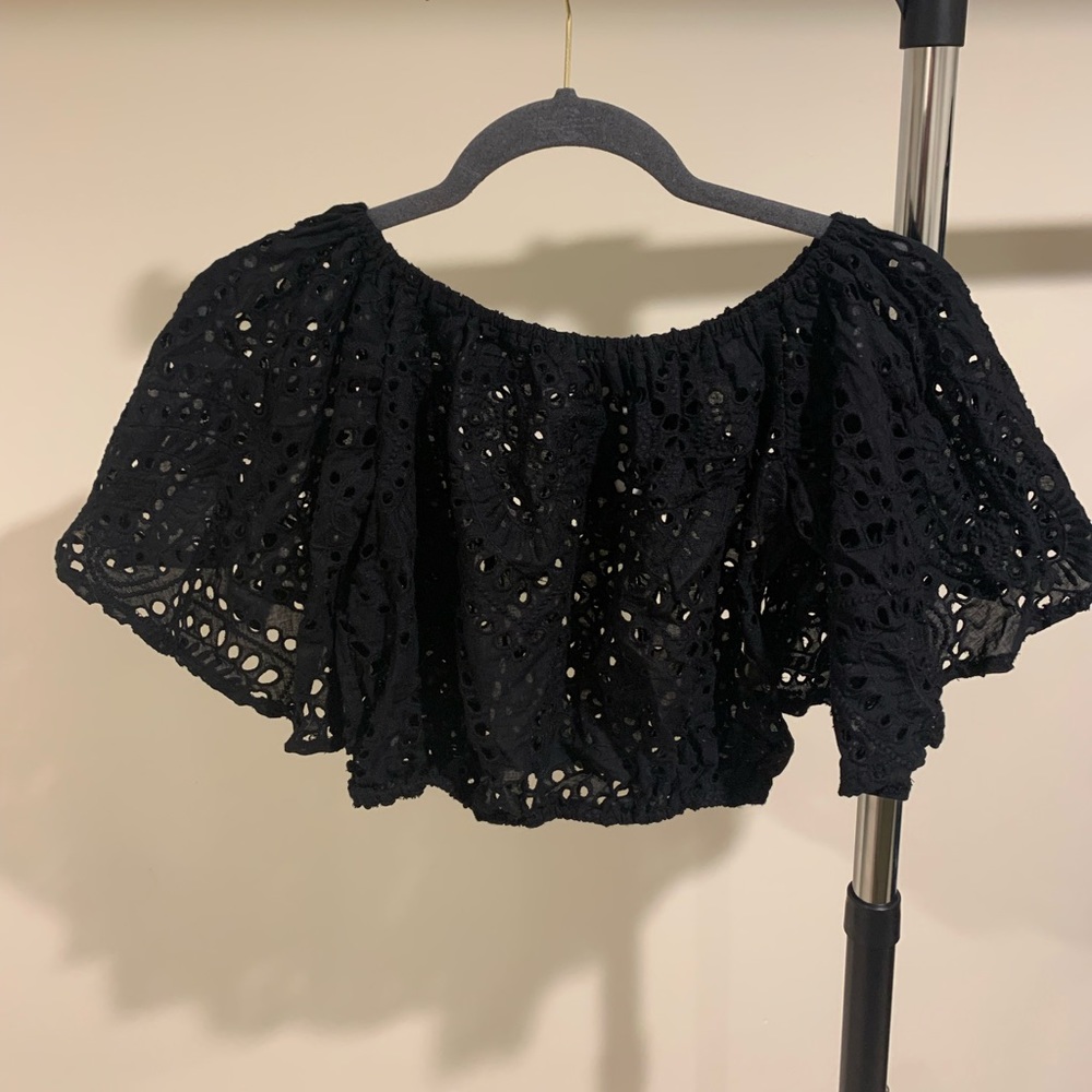 LF Black eyelet crop top
